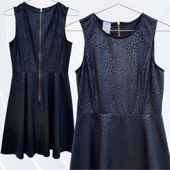 Ali Ro Dresses & Skirts - *SOLD* Ali Ro Metallic Leopard Print Sleeveless Black Skater Mini Dress 2